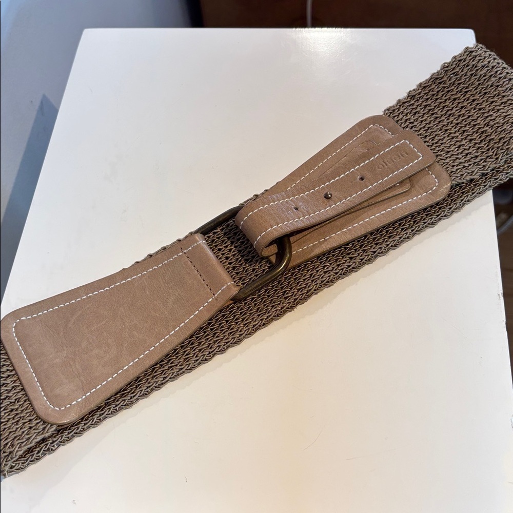 Olsen tan leather and Cotton weaved belt size medium - Picture 9 of 13